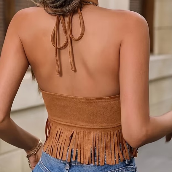 🤠 Cowgirl Vintage Studded Western Halter Top - Picture 2 of 13